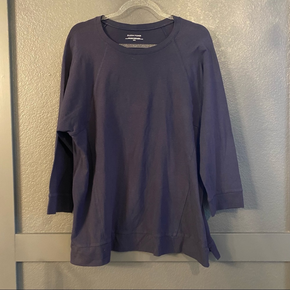Eileen Fisher Deep Navy Relaxed Crewneck Sweatshirt